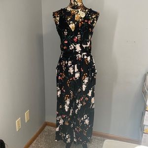 Floral Wrap Midi Length Jumpsuit